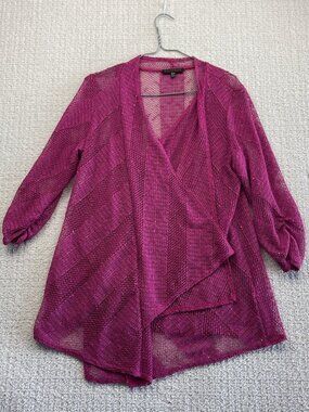 Picadilly Open Front Asymmetric Cardigan Sweater Sz M Coastal Boho Festival